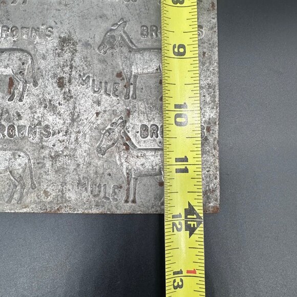 1920s Browns Mule Chewing Tobacco Tin Stamp Press Plate Advertising Rustic Decor - Picture 7 of 8